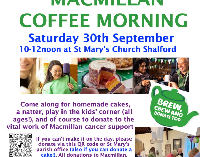 Come & Support Macmillan – coffee & cake!